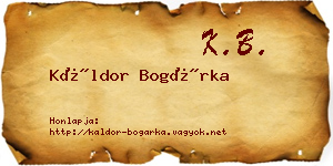 Káldor Bogárka névjegykártya